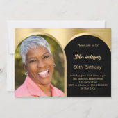 Zwart gouden fotoboog verjaardag kaart (Voorkant)