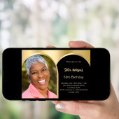 Zwart gouden fotoboog verjaardag kaart