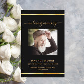 Zwart gouden fotoelegant begrafenisprogramma