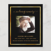 Zwart gouden fotoelegant begrafenisprogramma (Voorkant)