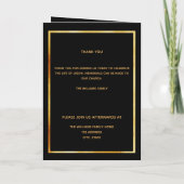 Zwart gouden fotoelegant begrafenisprogramma bedankkaart (Achterkant)