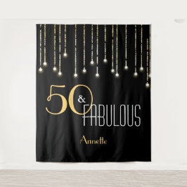 Zwart gouden fotohokje-achtergrond voor verjaardag wandkleed