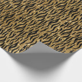 Zwart-gouden gelaattijger afdrukken cadeaupapier (Hoek)