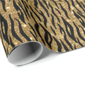 Zwart-gouden gelaattijger afdrukken cadeaupapier (Rol Hoek)