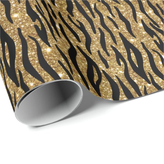 Zwart-gouden gelaattijger afdrukken cadeaupapier (Rol Hoek)