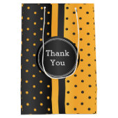 Zwart-gouden gele pokadot medium cadeauzakje (Achterkant)