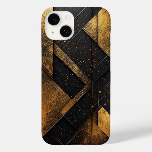 Zwart Gouden Geometrisch Ontwerp Case-Mate iPhone Case (Achterkant)