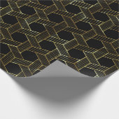 Zwart-gouden geometrisch patroon cadeaupapier (Hoek)