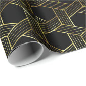 Zwart-gouden geometrisch patroon cadeaupapier (Rol Hoek)