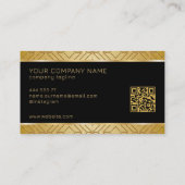 Zwart gouden geometrisch patroon zwarte achtergron visitekaartje (Achterkant)