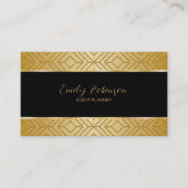 Zwart gouden geometrisch patroon zwarte achtergron visitekaartje (Voorkant)