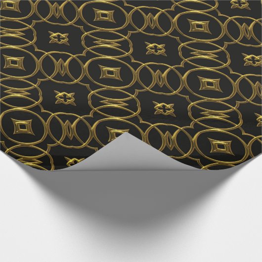 Zwart-gouden geometrische patronen Kleine legant Cadeaupapier (Hoek)