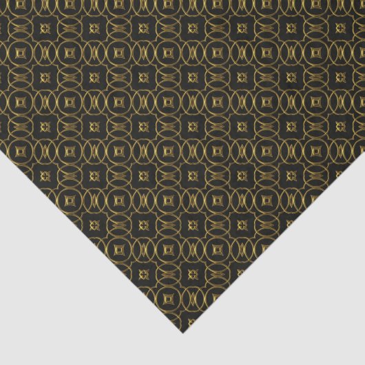 Zwart-gouden geometrische patronen Kleine legant Tissuepapier (Detail)
