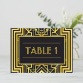 Zwart & Gouden Geometrische Tafel Nummers Kaart (Staand voorkant)