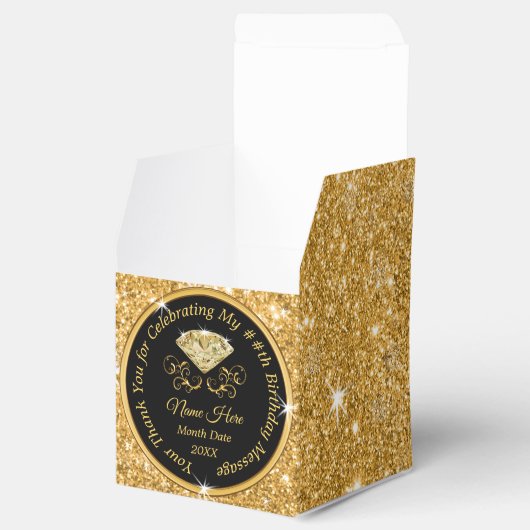 Zwart-gouden gevierdozen bedankdoosjes (Geopend)