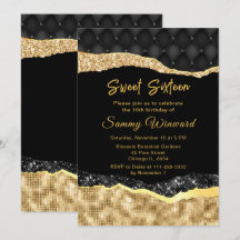 Zwart Gouden Glam Tranen Sweet Sixteen