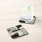 Zwart-gouden glitter Geode Marble Bier Onderzetter (Rechterzijde)