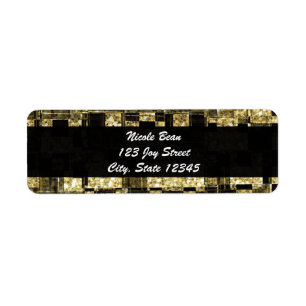 Zwart Gouden Glitter Glam Chic Vierkante Adreslabe Etiket