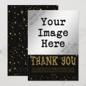 Zwart & Gouden Glitter HARTELIJK DANK Bedankkaart (Voorkant / Achterkant)