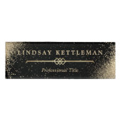 Zwart-gouden glitter-label naambadge (Voorkant)