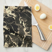Zwart-gouden glitter Marble 2 Kitchen Towel Theedoek (Quarter Fold)
