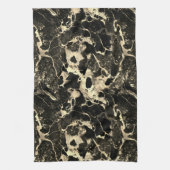 Zwart-gouden glitter Marble 2 Kitchen Towel Theedoek (Verticaal)