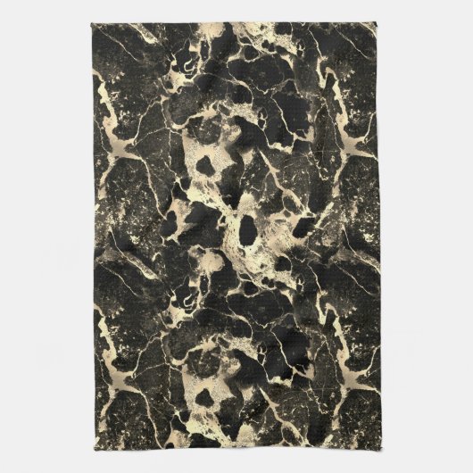 Zwart-gouden glitter Marble 2 Kitchen Towel Theedoek (Verticaal)