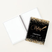 Zwart gouden glitter pen script name notitieboek (Binnen)
