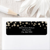 Zwart-gouden glitter-puntige moderne Adresetikette Etiket (Insitu)
