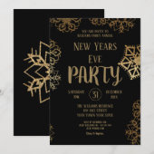 Zwart-gouden glitter Snowflake | Nieuwe jaren oud Kaart (Voorkant / Achterkant)