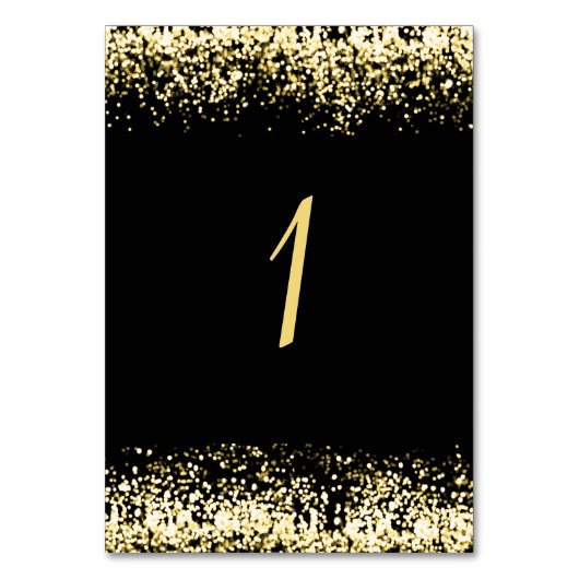 Zwart gouden glitter-tafel 1 Wedingstabel nummer Kaart (Achterkant)
