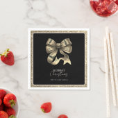Zwart Gouden Glitterde Boog Kerst Papier Servet (Insitu)