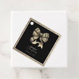 Zwart Gouden Glitterde Boog Kerst Papier Servet Bedankjes Labels