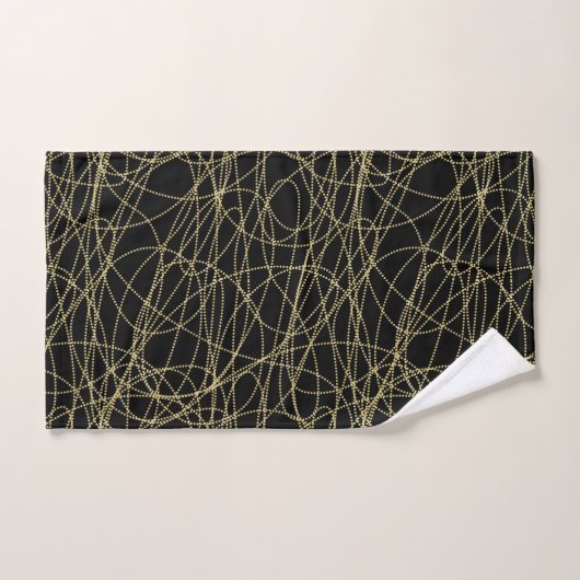 Zwart Gouden Glitzy Abstract Bad Handdoek (Handdoek)