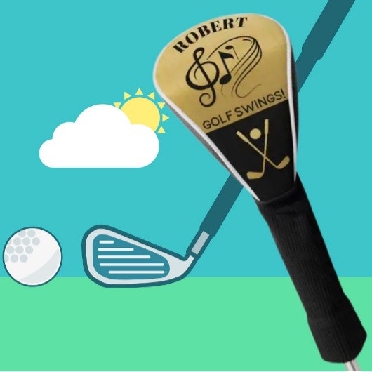 Zwart-gouden golfwisselingen op maat golfheadcover