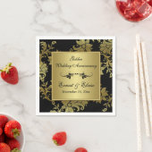 Zwart, Gouden Gouden Trouwen Jubileum servetten (Insitu)