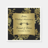 Zwart, Gouden Gouden Trouwen Jubileum servetten (Voorkant)