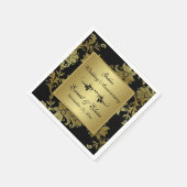 Zwart, Gouden Gouden Trouwen Jubileum servetten (Hoek)