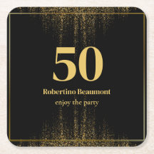 Zwart Gouden Grens Glitter Modern 50ste Verjaardag