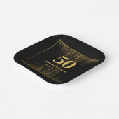 Zwart Gouden Grens Glitter Modern 50ste Verjaardag Papieren Bordje (Gebogen)