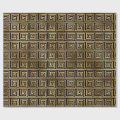 Zwart-gouden Grieks sleutelpatroon Cadeaupapier (Vlak)