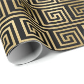 Zwart-gouden Grieks sleutelpatroon Cadeaupapier (Rol Hoek)