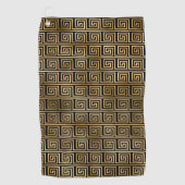 Zwart-gouden Grieks sleutelpatroon Golfhanddoek (Voorkant)