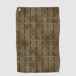 Zwart-gouden Grieks sleutelpatroon Golfhanddoek