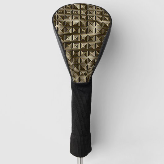 Zwart-gouden Grieks sleutelpatroon Golfheadcover (Voorkant)