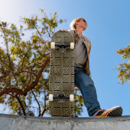 Zwart-gouden Grieks sleutelpatroon Persoonlijk Skateboard