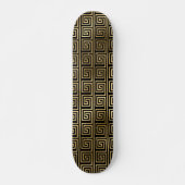 Zwart-gouden Grieks sleutelpatroon Persoonlijk Skateboard (Voorkant)