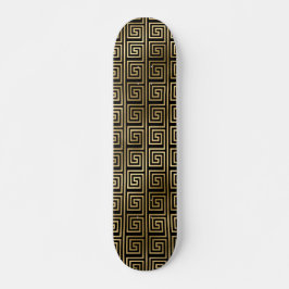 Zwart-gouden Grieks sleutelpatroon Persoonlijk Skateboard