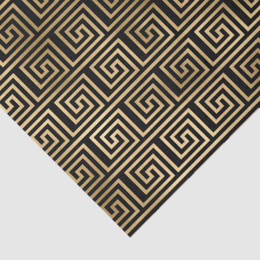 Zwart-gouden Grieks sleutelpatroon Tissuepapier (Detail)