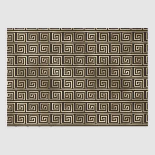 Zwart-gouden Grieks sleutelpatroon Tissuepapier (Voorkant)